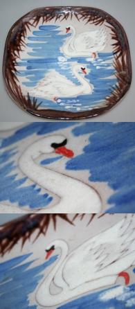 Fad med to svaner keramik / lertj