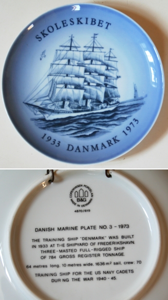 Skoleskibet Danmark - platte fra Bing og Grøndahl