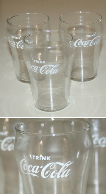 3 gamle Coca-Cola glas - 20 cl.