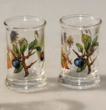 Holmegaard snapseglas med slåen og brombær