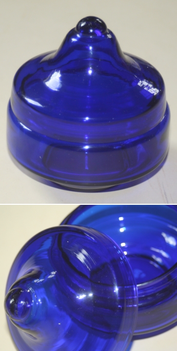 Glasskål med låg - blå bolsjeskål